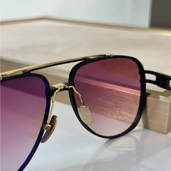 DITA Black and Gold Sunglasses with Pink Lenses